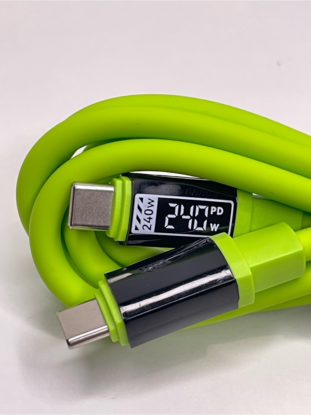 240W PD USB Type C to C Fast Charging Cable in Neon Green 5ft